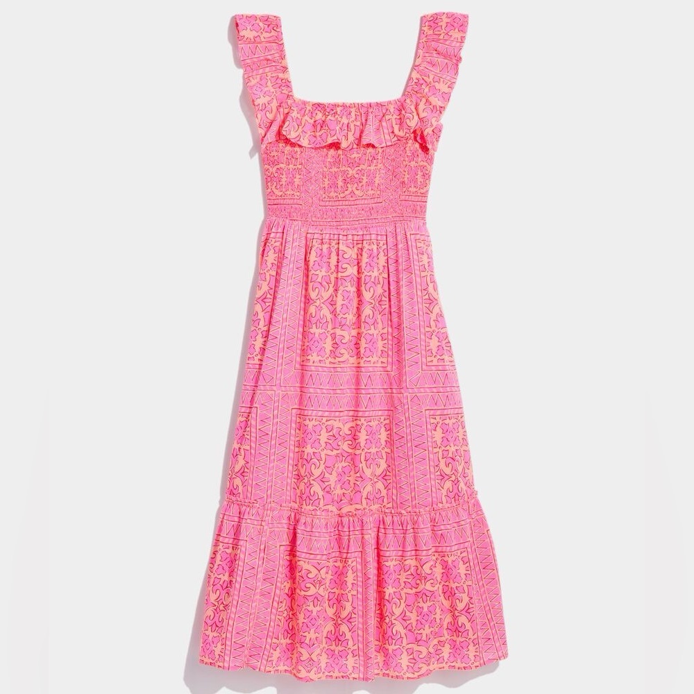 Vineyard Vines Pink Smock Ruffle 👗 Dress for sale! Has pockets on both sides :) - Picture 3 of 10